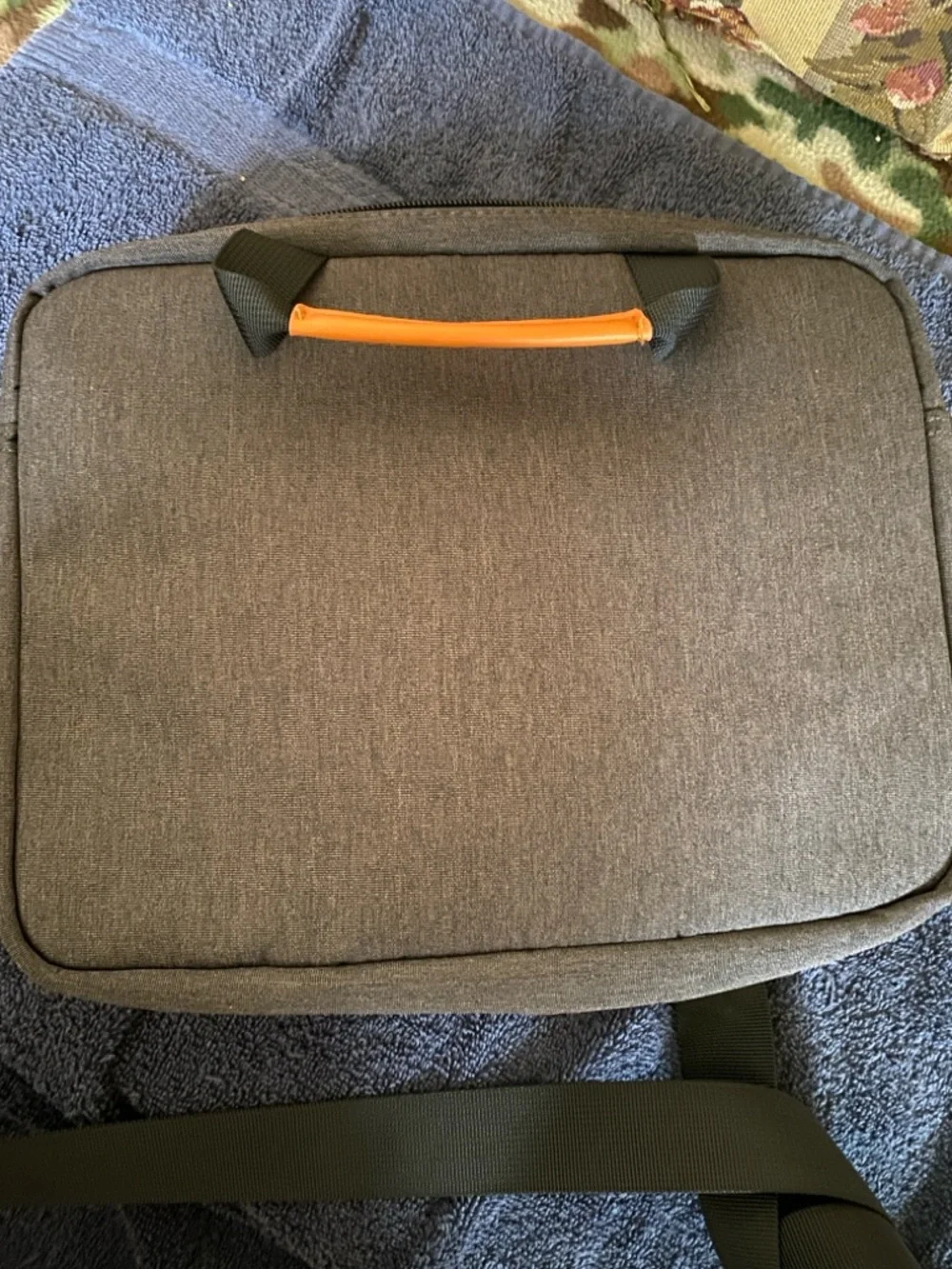 Unisex Gray Laptop Messenger Bag with Tan Accents